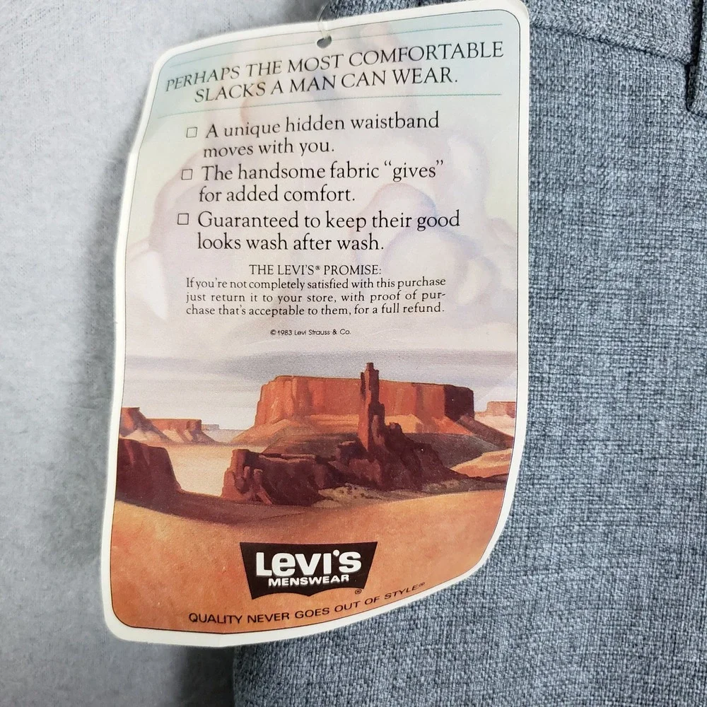 Vintage Levi's Menswear Action Slacks Pants Gray Retro 70's Style Size 30x32 NWT